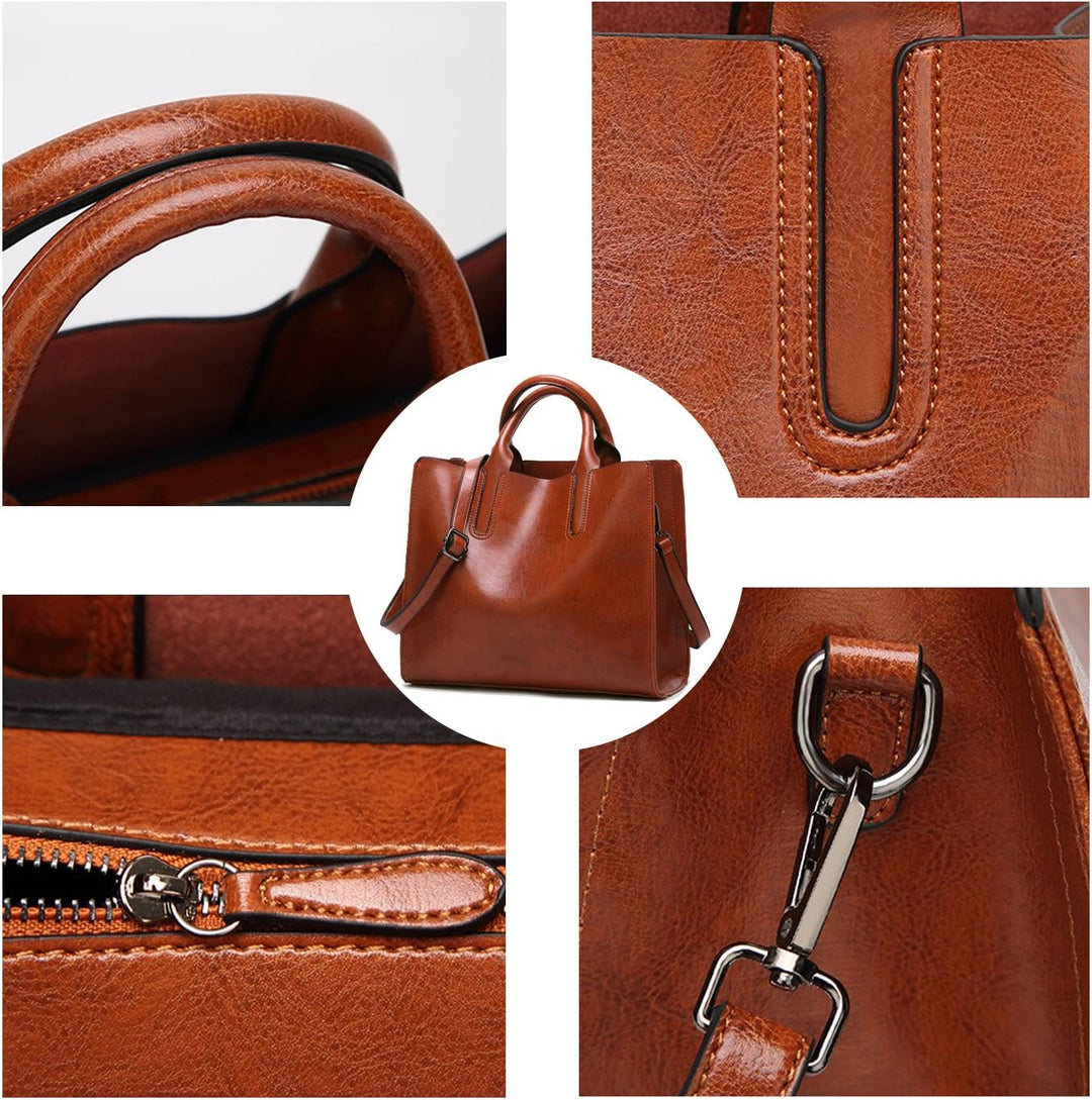Coolives Damen Shopper Tasche aus PU-Leder mit Schulterriemen Schultertasche Umhängetasche Quadrat H