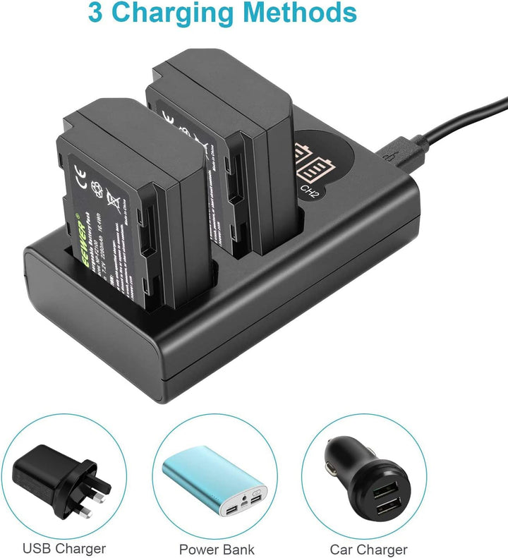NEEWER NP-FZ100 2280mAh Ersatzakku und Ladegerät mit LCD Bildschirm, 2 Packungen, kompatibel mit Son