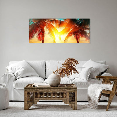 Panorama Bilder auf Leinwand 100x40cm Leinwandbild Meer Palme Wasser Gross Wanddeko Bild Schlafzimme