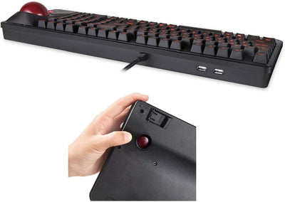 Perixx Periboard-322 Beleuchtete Trackball Tastatur mit Mechanischen Tasten - 55 mm Grosser Trackbal