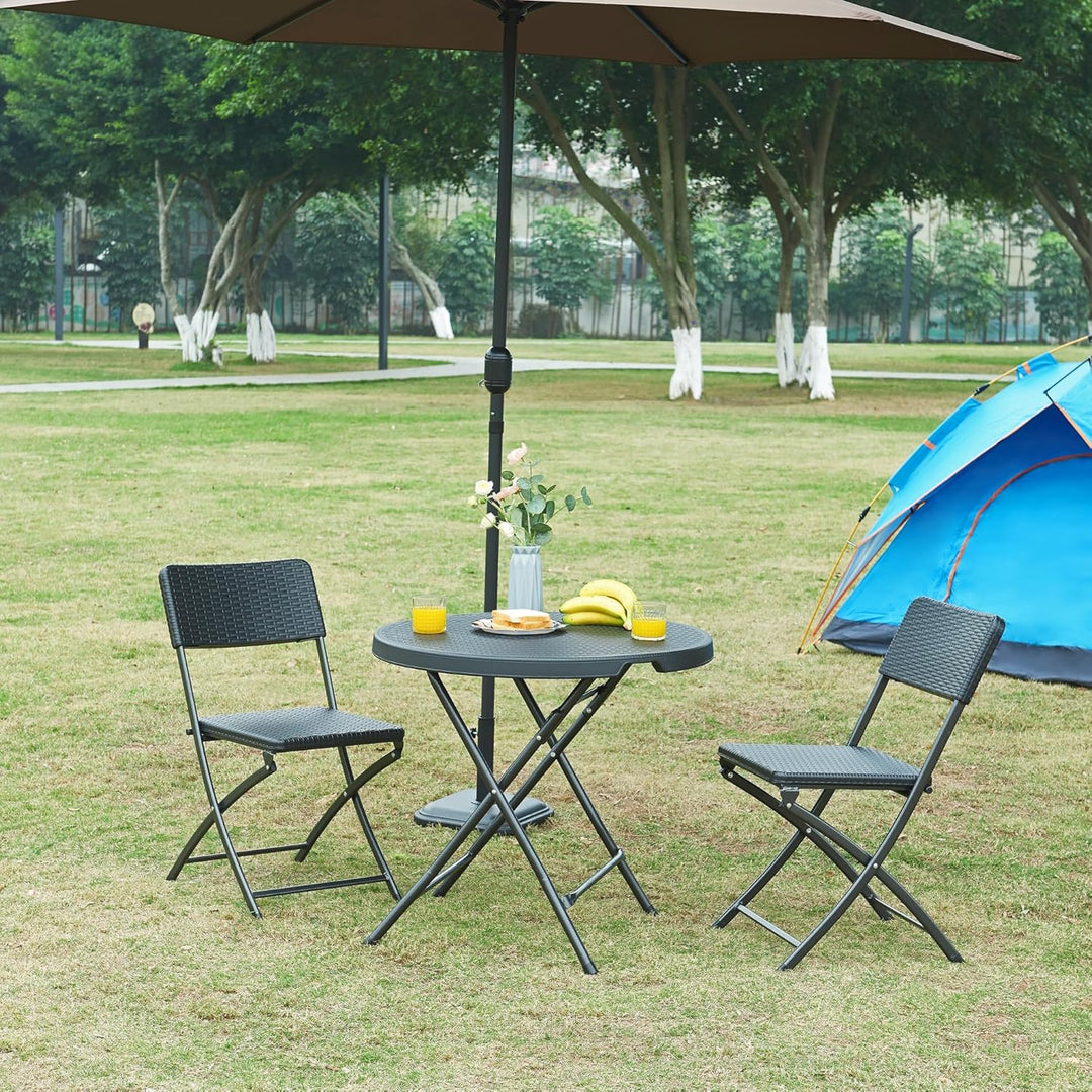 [en.casa] Klapptisch Mark Gartentisch Campingtisch klappbar 80 x 74 cm rund Picknicktisch Outdoor Ra