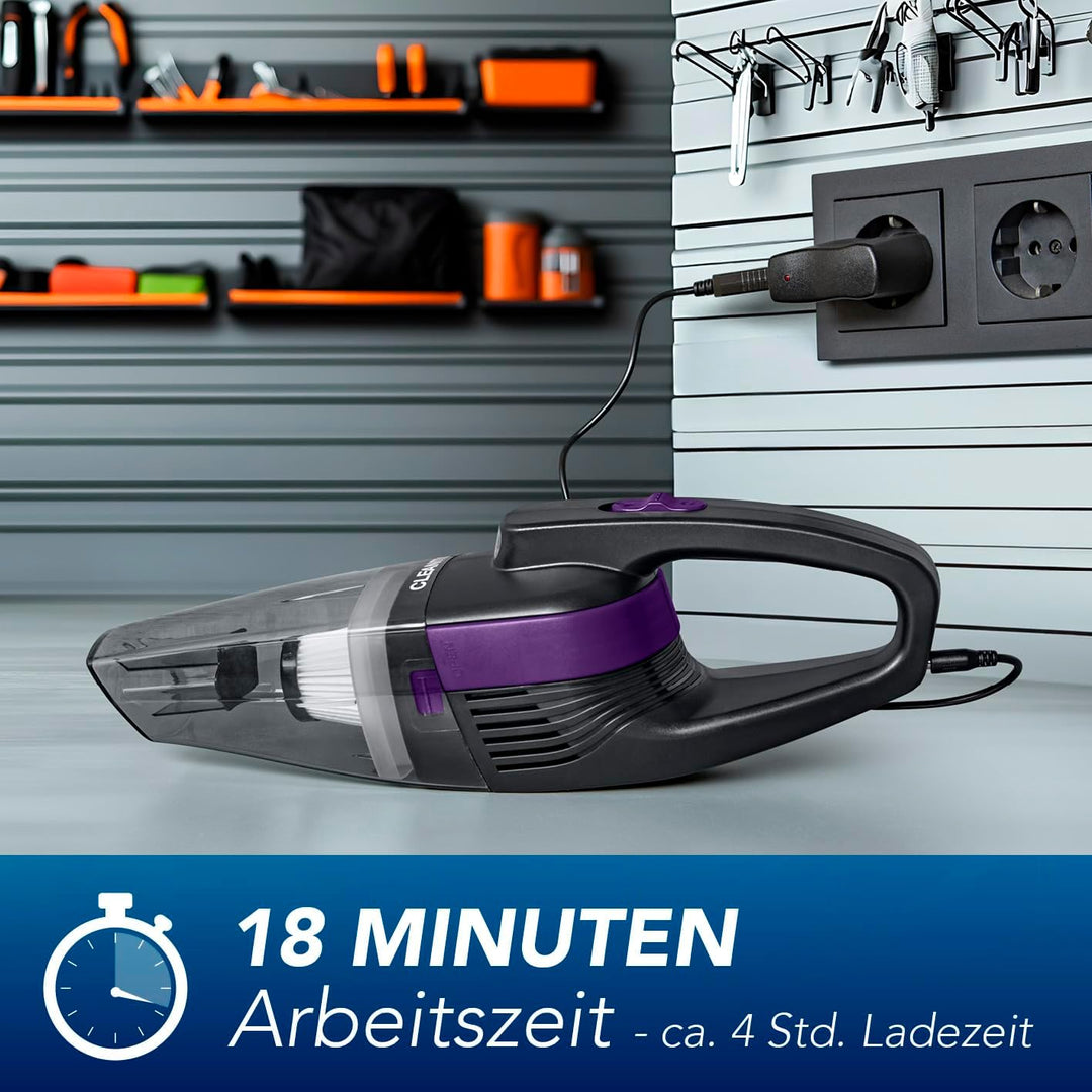 CLEANmaxx Handstaubsauger – kabellos, leistungsstarke 2000 mAh | Akku Staubsauger mit 600 ml Staubbe