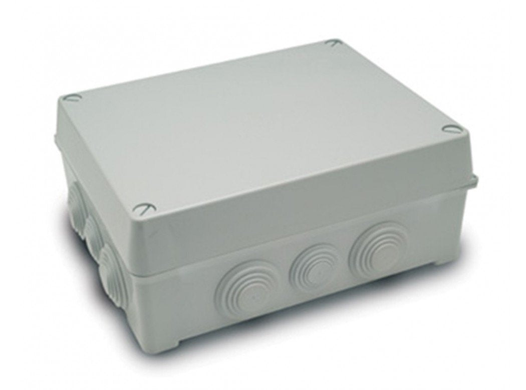 FAMATEL – Wasserdichte Abzweigdose IP55 | Deckel verschraubt | Mit Kegel | 310 x 240 x 125 | Grau
