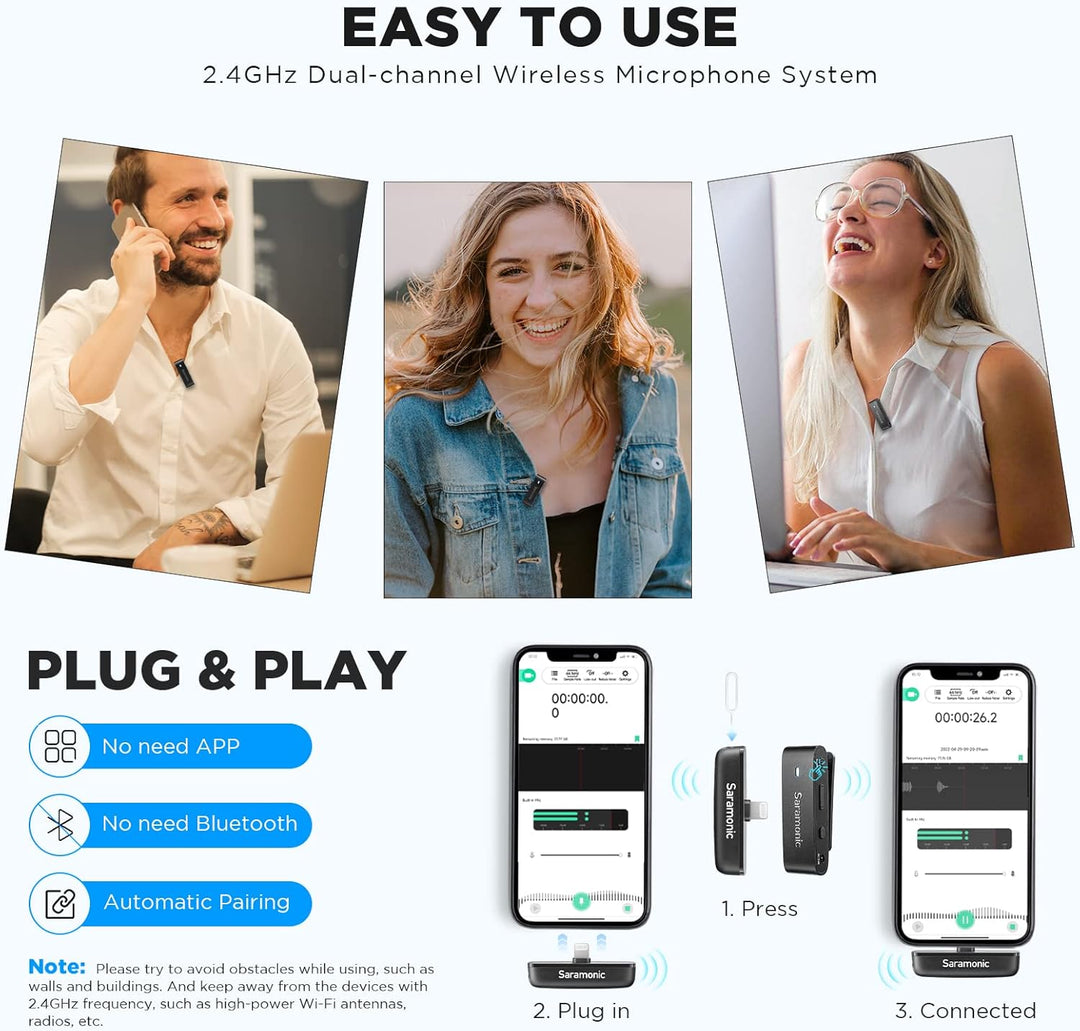 Saramonic Blink300 B4 Wireless Lavalier Mikrofon für iPhone iPad Omnidirektional MFi zertifiziertes