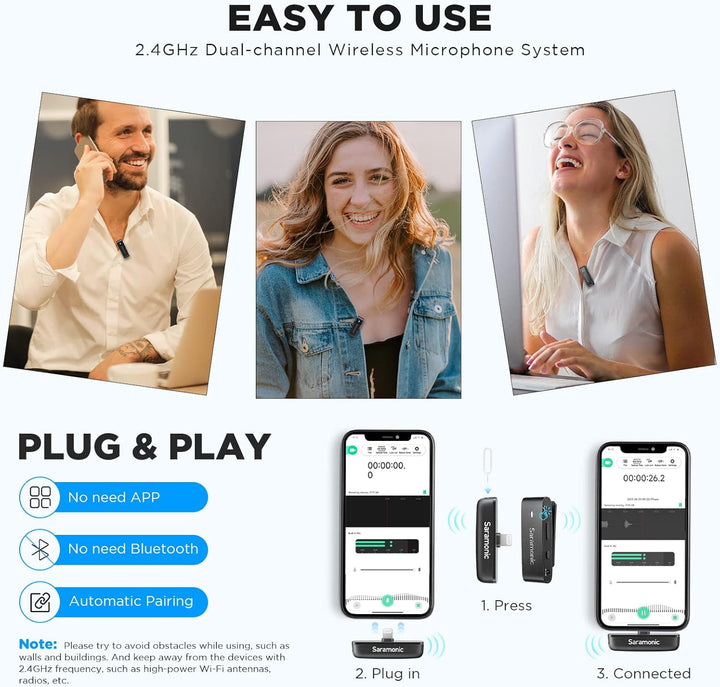 Saramonic Blink300 B4 Wireless Lavalier Mikrofon für iPhone iPad Omnidirektional MFi zertifiziertes