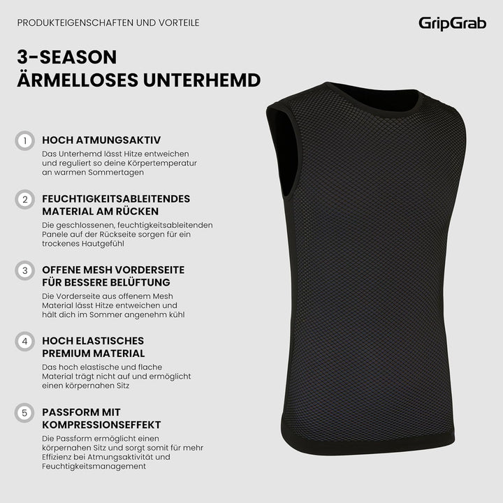GripGrab 3 Jahreszeiten Ärmelloses Radsport Funktionsunterhemd Sleeveless Frühling Sommer Herbst Mes