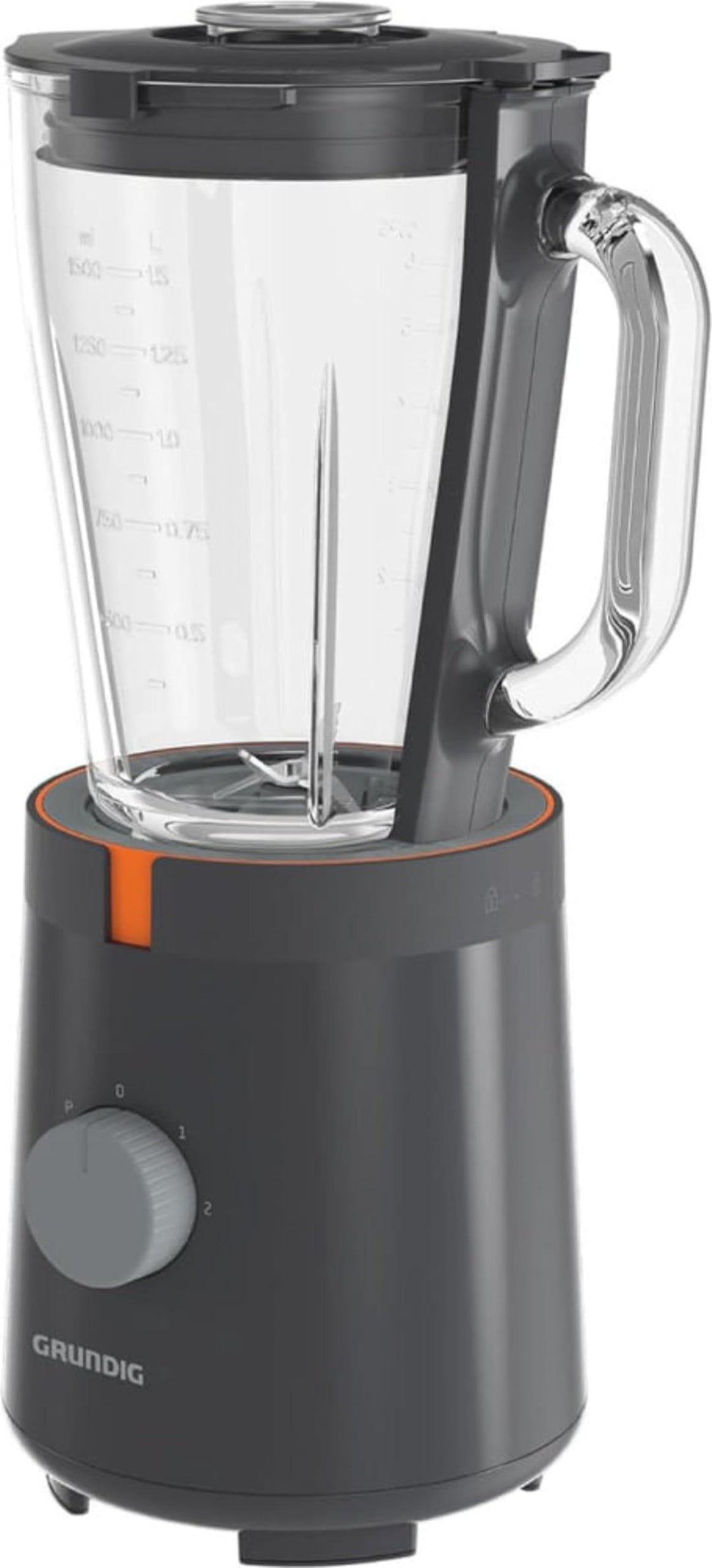 Grundig SM 5320 Standmixer, 1,5 Liter Glasbehälter, 600 Watt, 4-fach Edelstahlmesser, 2 Geschwindigk