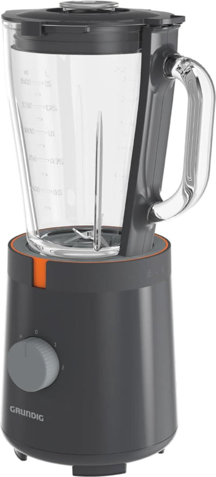 Grundig SM 5320 Standmixer, 1,5 Liter Glasbehälter, 600 Watt, 4-fach Edelstahlmesser, 2 Geschwindigk