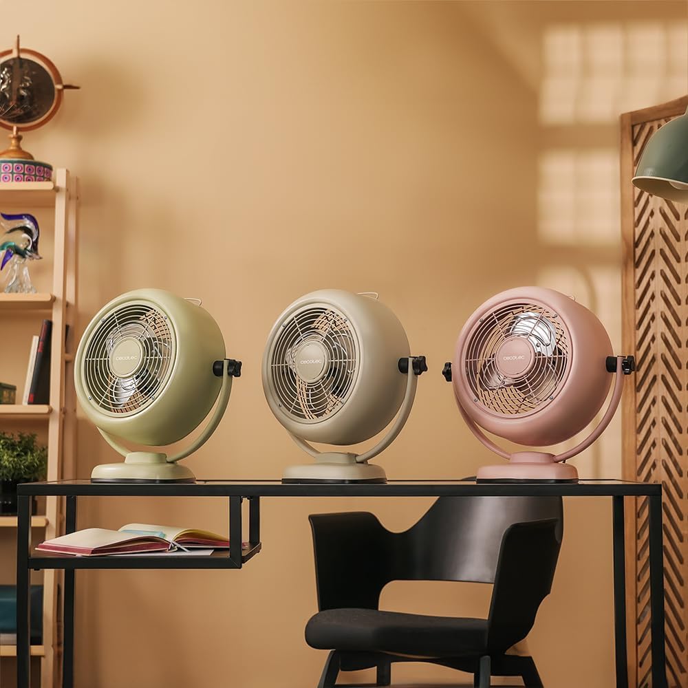 Cecotec - Tischventilatoren EnergySilence 800 RetroDesk Pink, 20 W Leistung, Durchmesser 20 cm, 3 ae