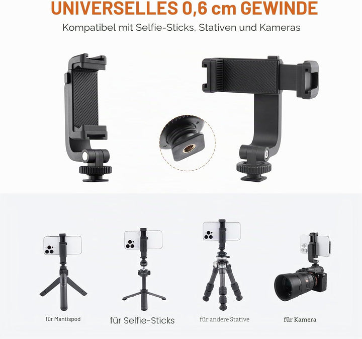 PGYTECH Cold Shoe Handyhalterung kompatibel mit iPhone/Samsung und Anderen Smartphones Phone Holder,