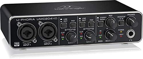 Behringer UMC204HD Audiophiles 2x4, 24-Bit/192 kHz USB-Audio/MIDI-Interface mit Midas-Mikrofonvorver