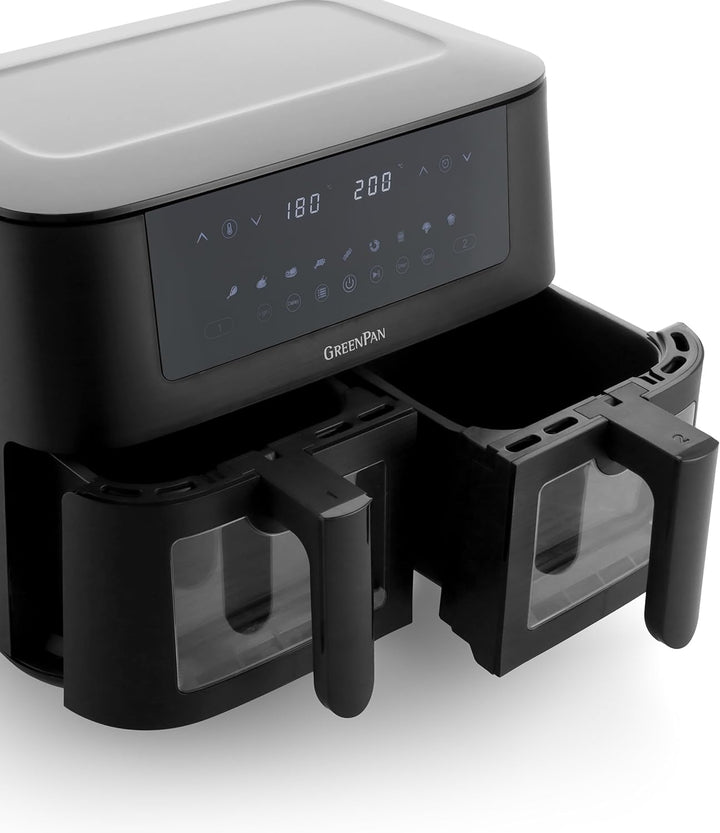 GreenPan Bistro 9-in-1 XL Air Fry Ofen, 2 Frittierkörbe (2 x 4L), Antihaftbeschichteter Korb,Schnell