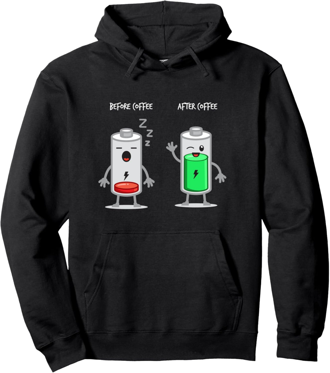 Batterie Akku Laden Aufladen Kaffee Trinken Energie Geschenk Pullover Hoodie