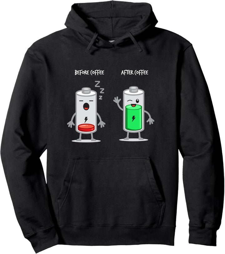 Batterie Akku Laden Aufladen Kaffee Trinken Energie Geschenk Pullover Hoodie