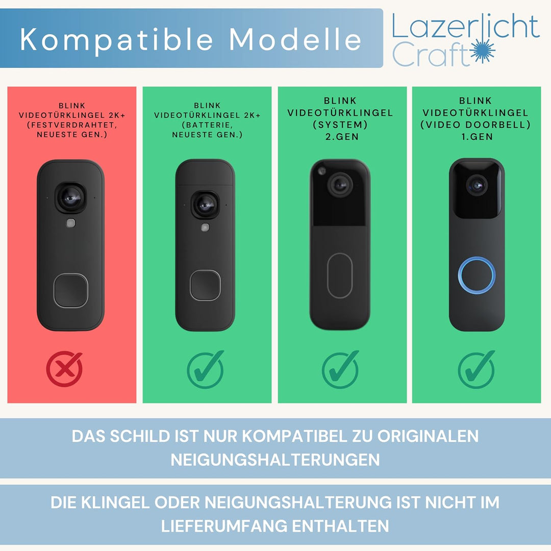 Klingelschild für Blink Videotürklingel (System) (Video Doorbell) | Schwarz oder Anthrazit | Hausnum
