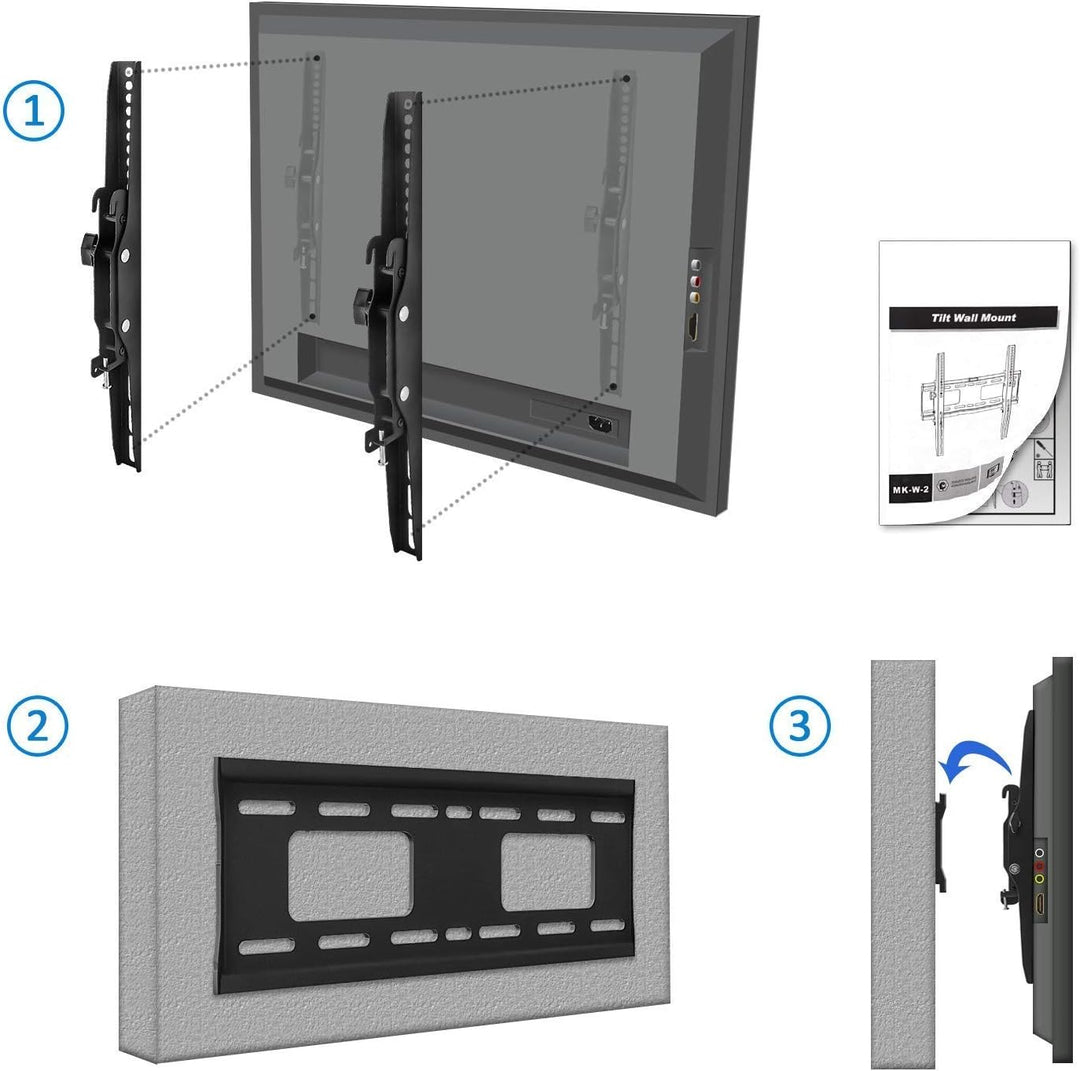 deleyCON Universal TV Wandhalterung 32"-65" Zoll, Neigbar, bis 75 kg | für 81-165 cm Fernseher, VESA