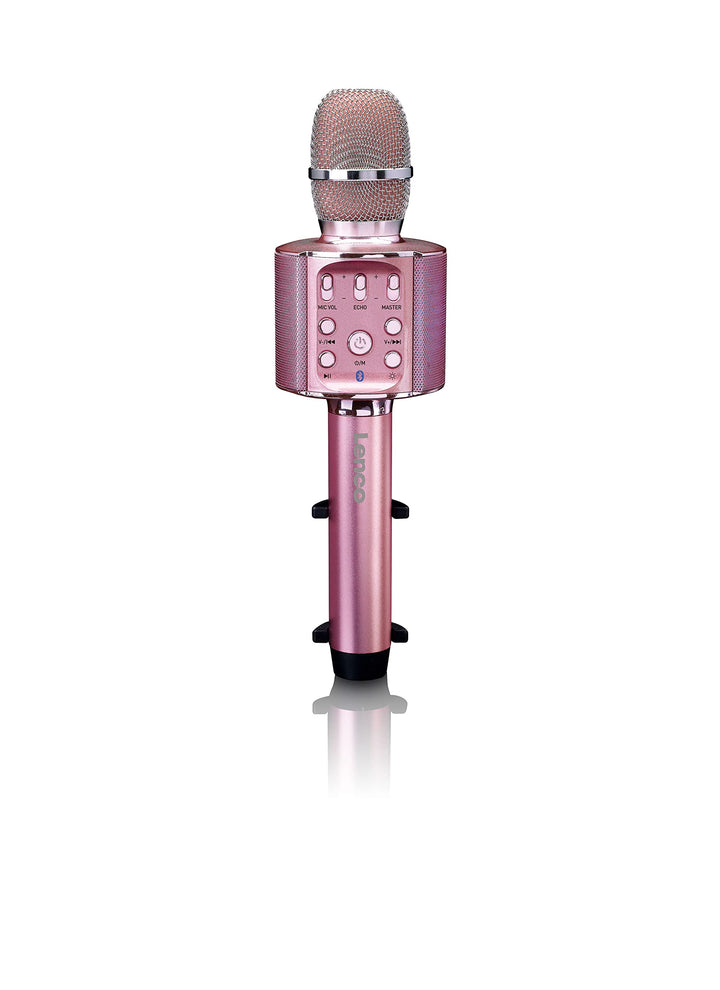 Lenco BMC-090 - Karaoke Mikrofon - Bluetooth V4.2 - Mit Smartphone-Halterung - 5 Watt RMS - LED Lich
