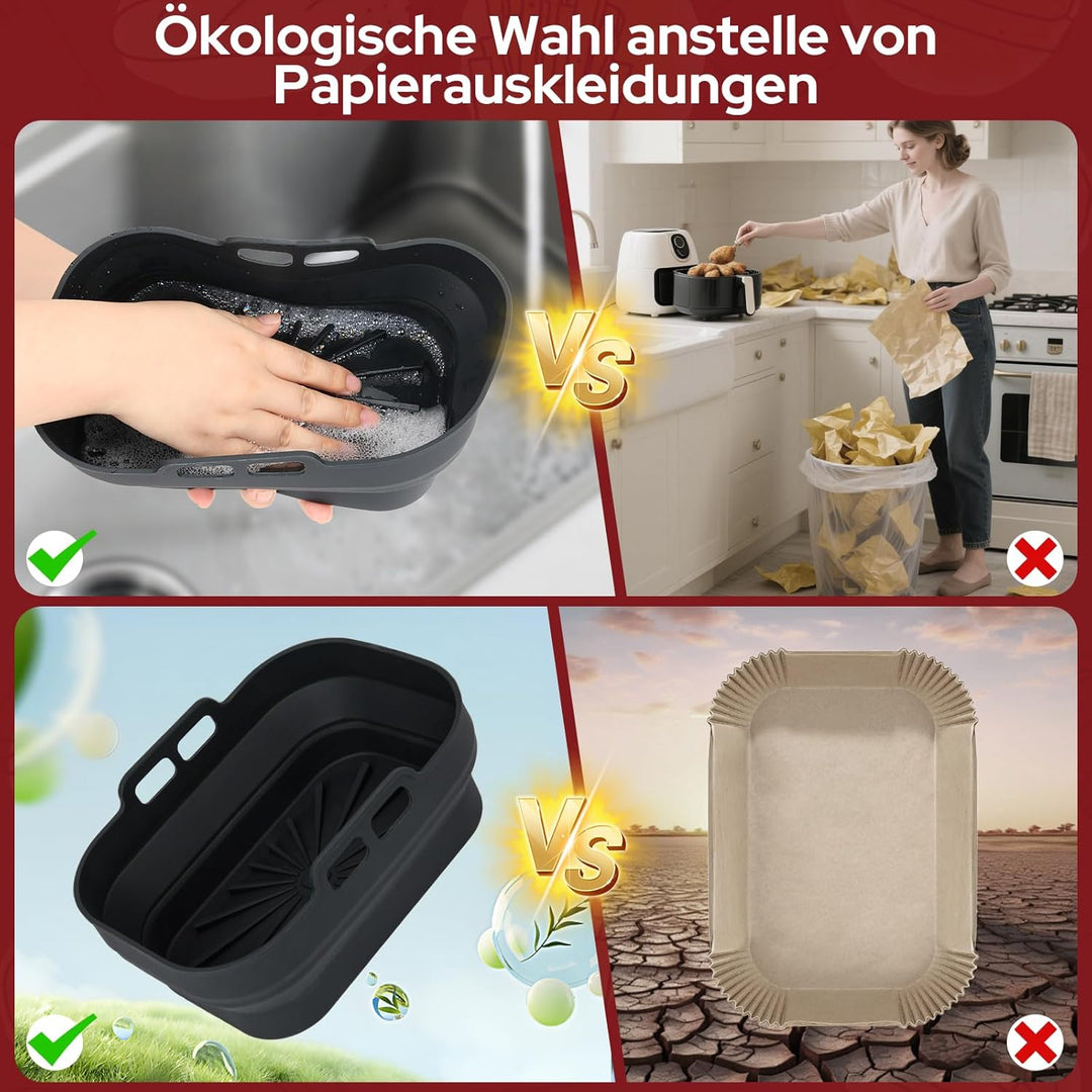 4 Stück Alyvisun Silikonformen für Heissluftfritteuse Wiederverwendbares Zubehör für Foodi Max Dual