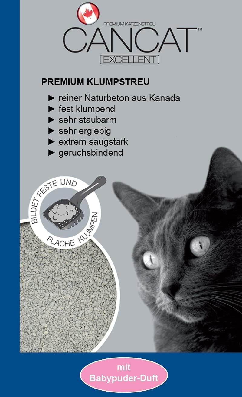 CANCAT 2x15 kg Excellent kanadische Premium Katzenstreu Klumpstreu Babypuderduft