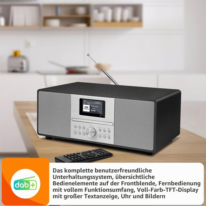 MS4 CD-Player,DAB Radio HiFi-System,Bluetooth,Stereo,Schwarz | Peak 100W Lautsprecher, akustisches H