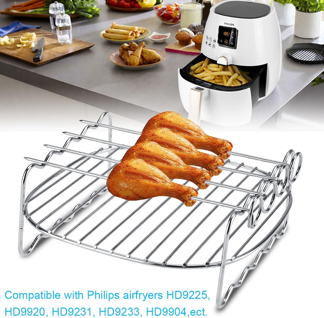 Doppelschicht Backen Grill, Grillständer, Edelstahl Heissluftfritteuse Zubehör, Ersatz BBQ Rack Dopp