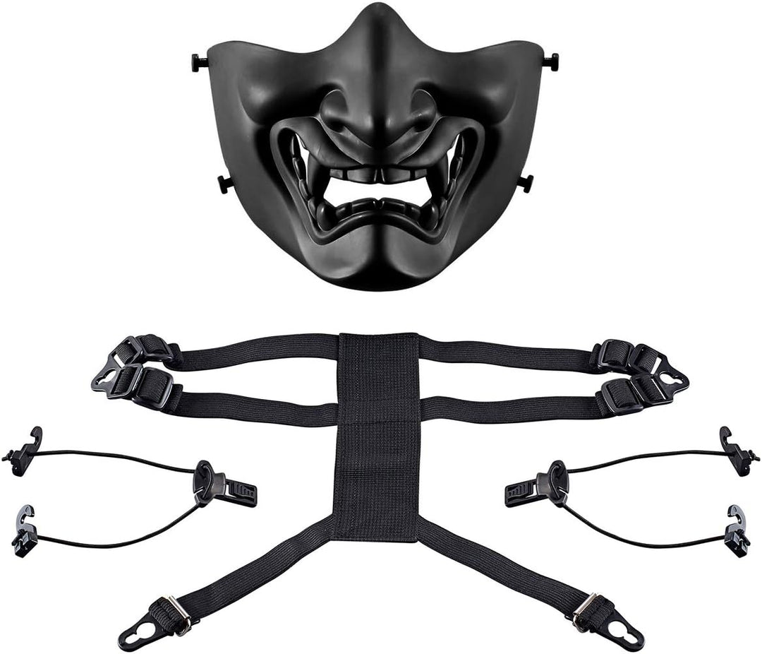 AOUTACC Airsoft Half Face Masks, Evil Demon Monster Kabuki Samurai Hannya Oni Half Face Protective M