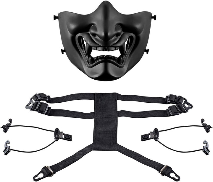 AOUTACC Airsoft Half Face Masks, Evil Demon Monster Kabuki Samurai Hannya Oni Half Face Protective M