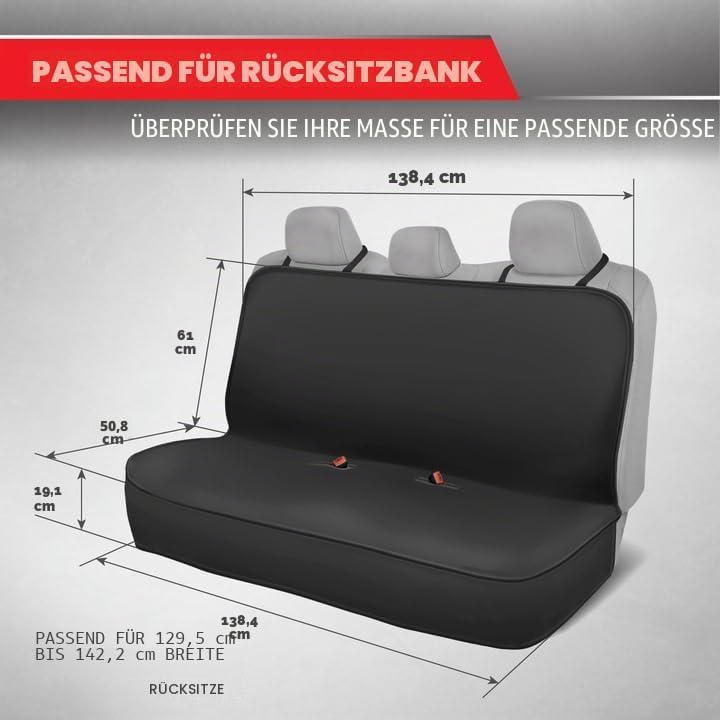 BDK Motor Trend AquaShield Autositzbezug für Rückbank, wasserdicht, Neopren, gepolstert, Schwarz, id