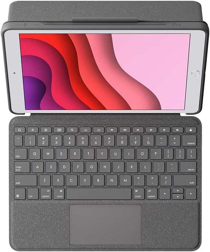 Logitech Combo Touch für iPad (7., 8. und 9. Generation) Schutzcase mit Präzisions-Trackpad, Noteboo