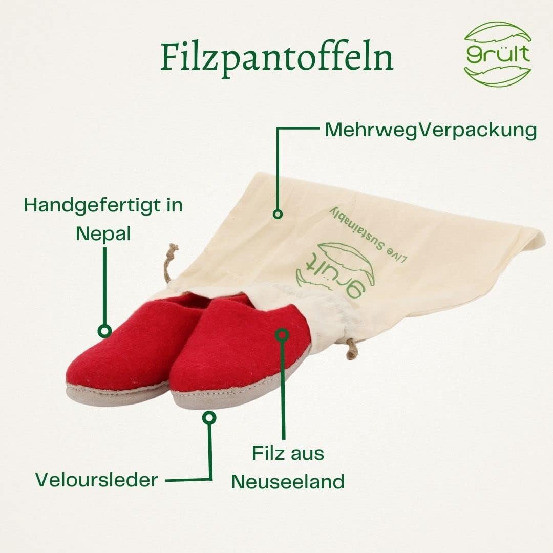 Filzpantoffeln aus Wolle, Hausschuhe für Damen &amp; Herren, Kuschelig &amp; Cozy, Premiumqualität, Rutschfe