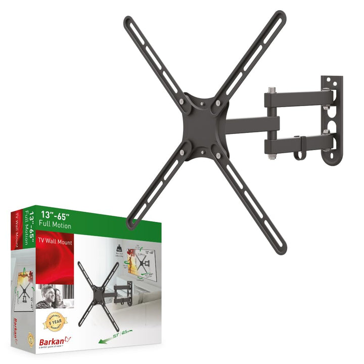 Barkan TV Wandhalterung, 13-65 Zoll Schwenkbar/Neigbar/Vollbewegung TV Halterung, hält bis 36Kg, für