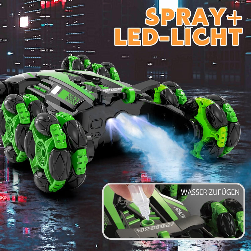 Ferngesteuertes Auto ab 10 Jahre, RC Auto mit LED Lights und Sprühnebel, RC Drift Car mit 360° Drehb