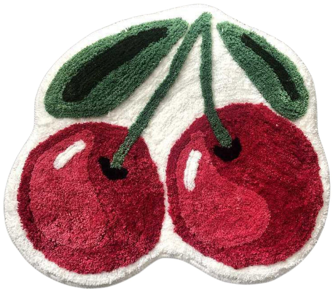 Forssils Kirsch-Badematte für Badezimmer, rutschfest, niedliche Badematten, Obstform, saugfähig, Bad