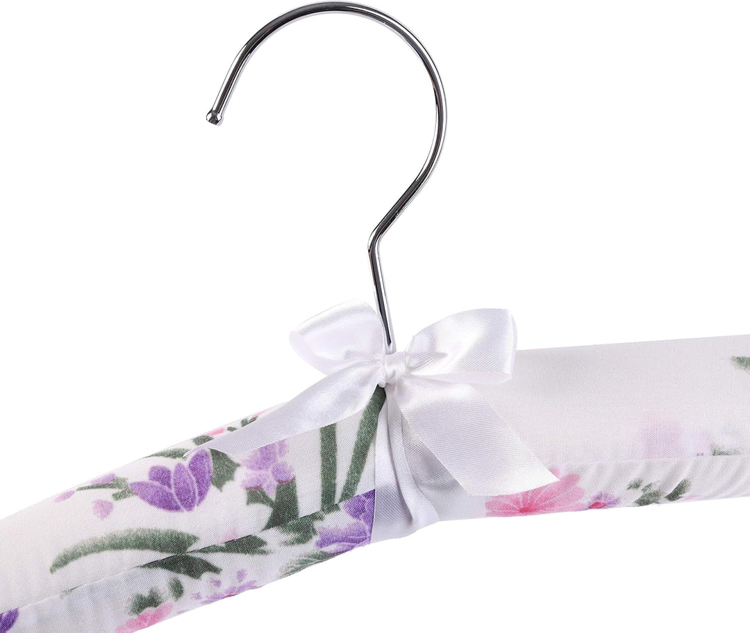 Amber Home 10 Stück 43cm Bedrucken Weiss Kleiderbügel aus Satin, Weiche Seide Aufhänger für T-Shirt