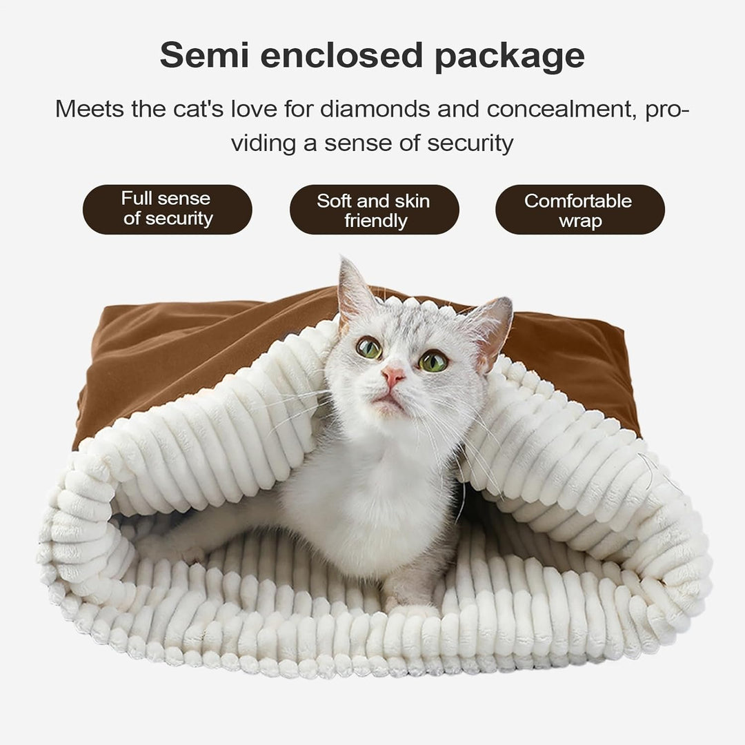 Katzenschlafsack Plüsch Warmer Katzenbett Halbgeschlossener Kuschelsack Katzennest Zum Ausruhen Und