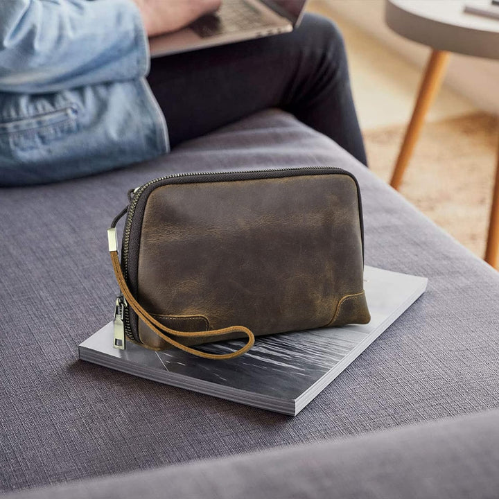 Contacts Männer Leder Reissverschluss Karte Passport Pocket Bill Wallet Geldbörse Handytasche Kaffee
