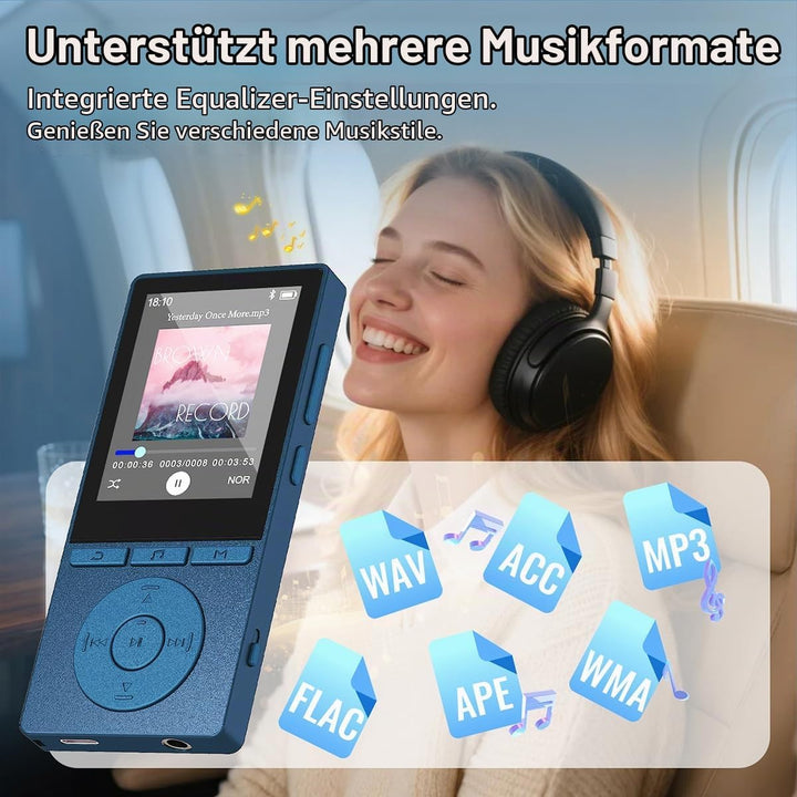 64GB MP3 Player Bluetooth 5.3, MP3 Player mit Lautsprecher, Musikwiedergabe, Sprachrekorder, E-Book,