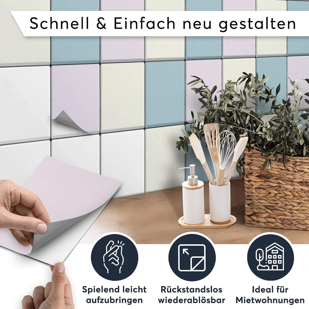 CREATISTO Klebefliesen Stickerfliesen Fliesenfolie - Klebefolie Aufkleber für Wand-Fliesen I Klebefl