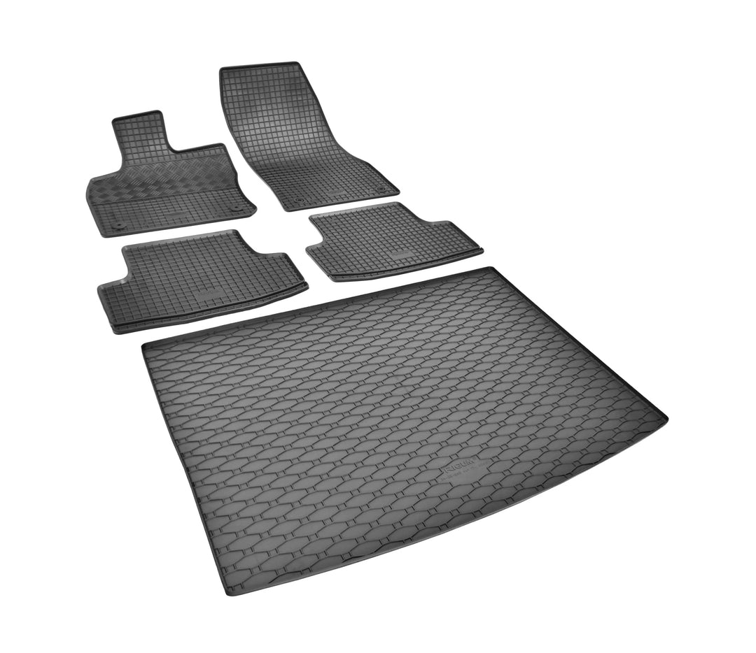 Passgenaue Kofferraumwanne und Gummifussmatten geeignet für SEAT Ateca 4x4 ab 2016 + Gurtschoner