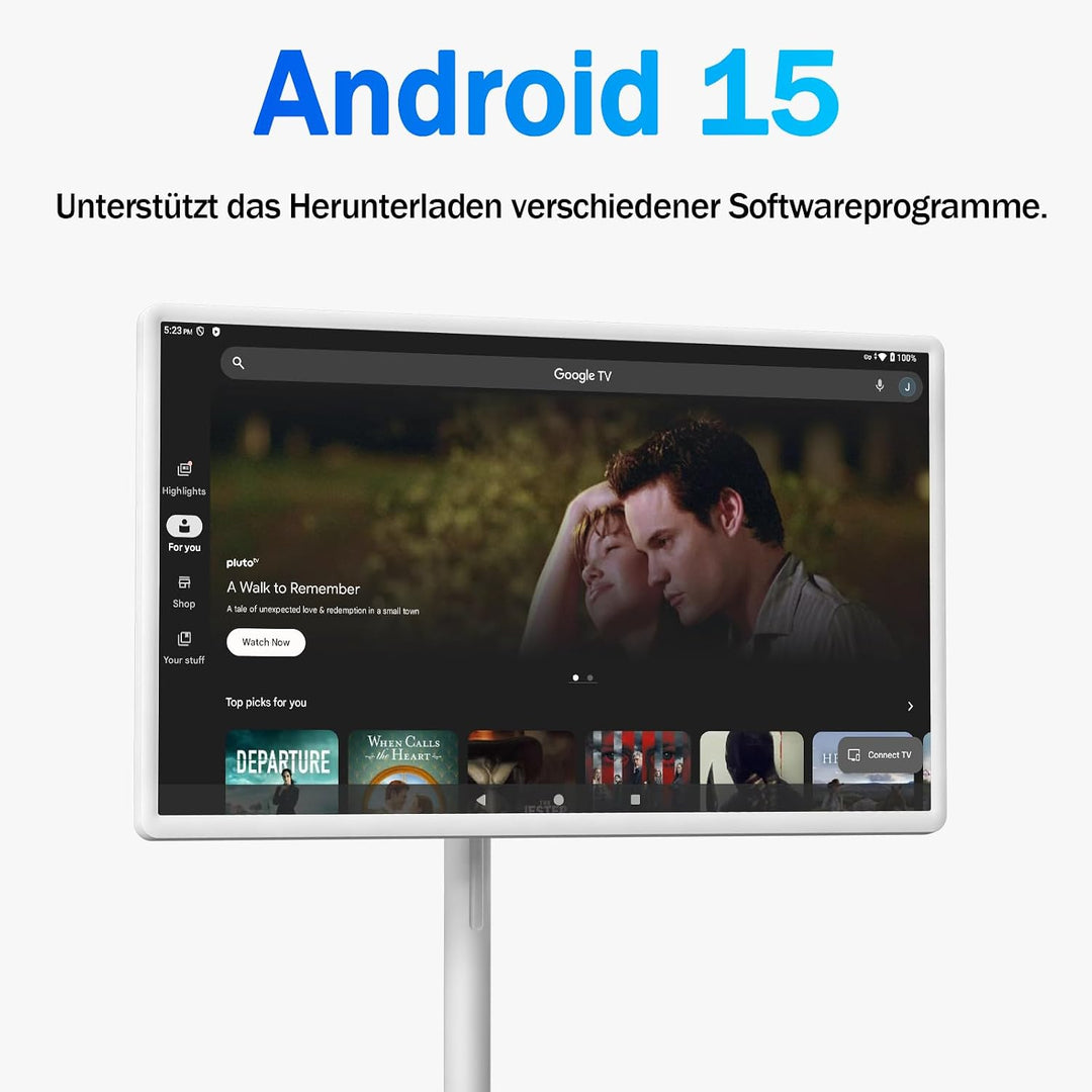 OFD 32 Zoll FHD Smart Portable TV auf Rädern,Rolling TV 1080P Touchscreen Android 15 OS Monitor,6GB