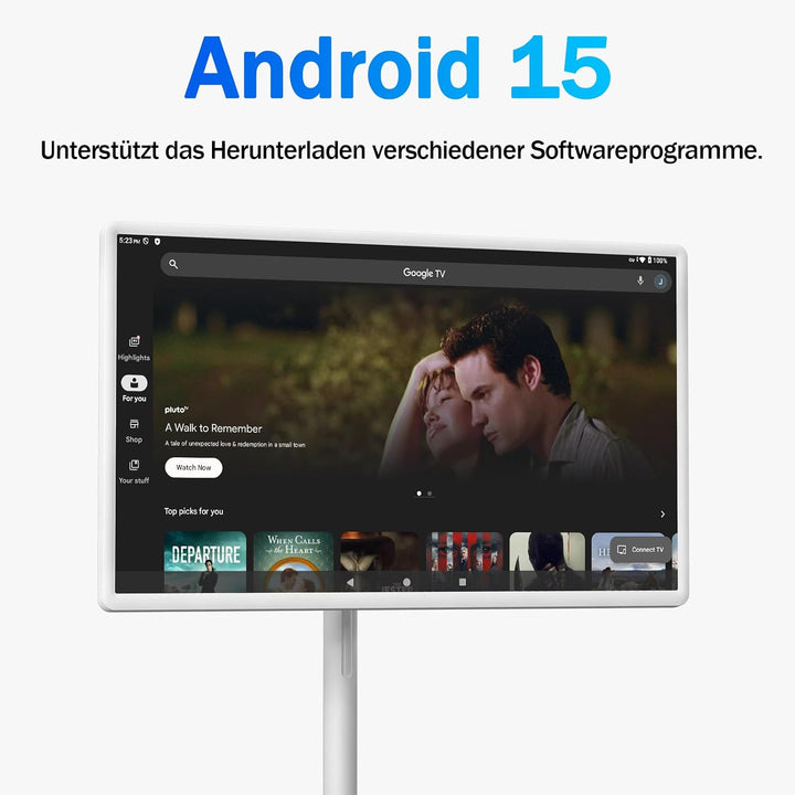 OFD 32 Zoll FHD Smart Portable TV auf Rädern,Rolling TV 1080P Touchscreen Android 15 OS Monitor,6GB