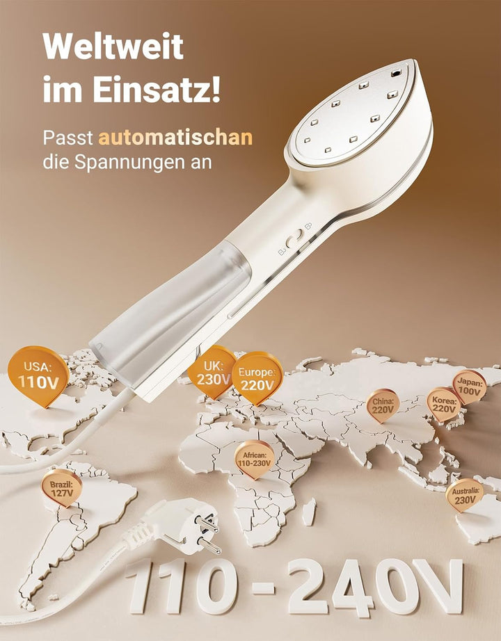 Jack & Rose Dampfglätter Bügelpresse Trockenbügeln 3 in 1, Tragbarer Steamer mit 100-240V Duale Span