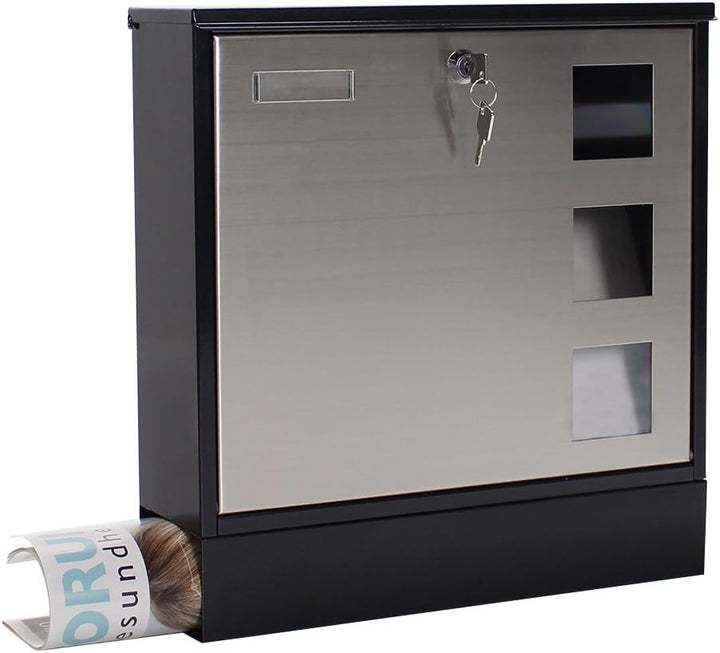 Rottner Briefkasten Design Mailbox Zylinderschloss 2 Schlüssel Sichtfenster Zeitungsbox Namensschild