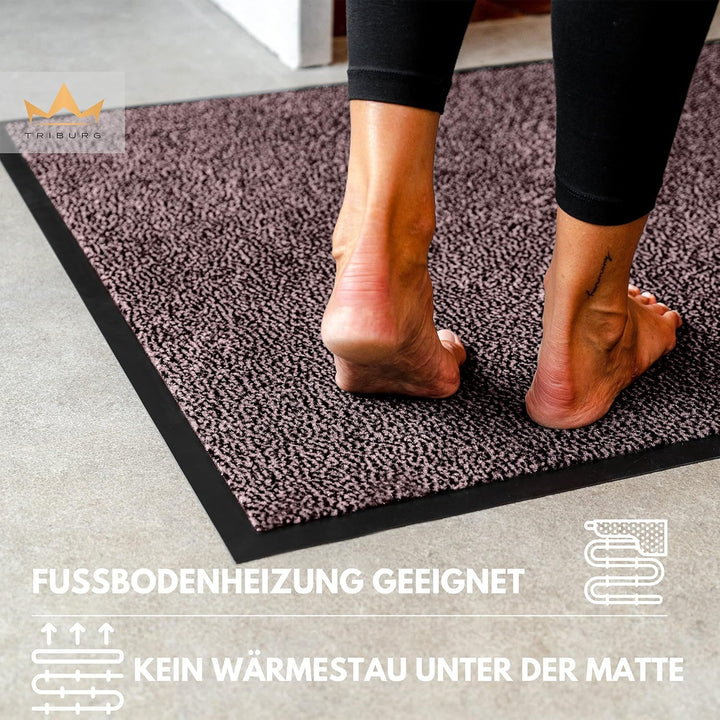 TRIBURG® Fussmatte 90x150 Braun Schwarz - Schmutzfangmatte 90 x 150 wetterfest, wasserfest, waschbar