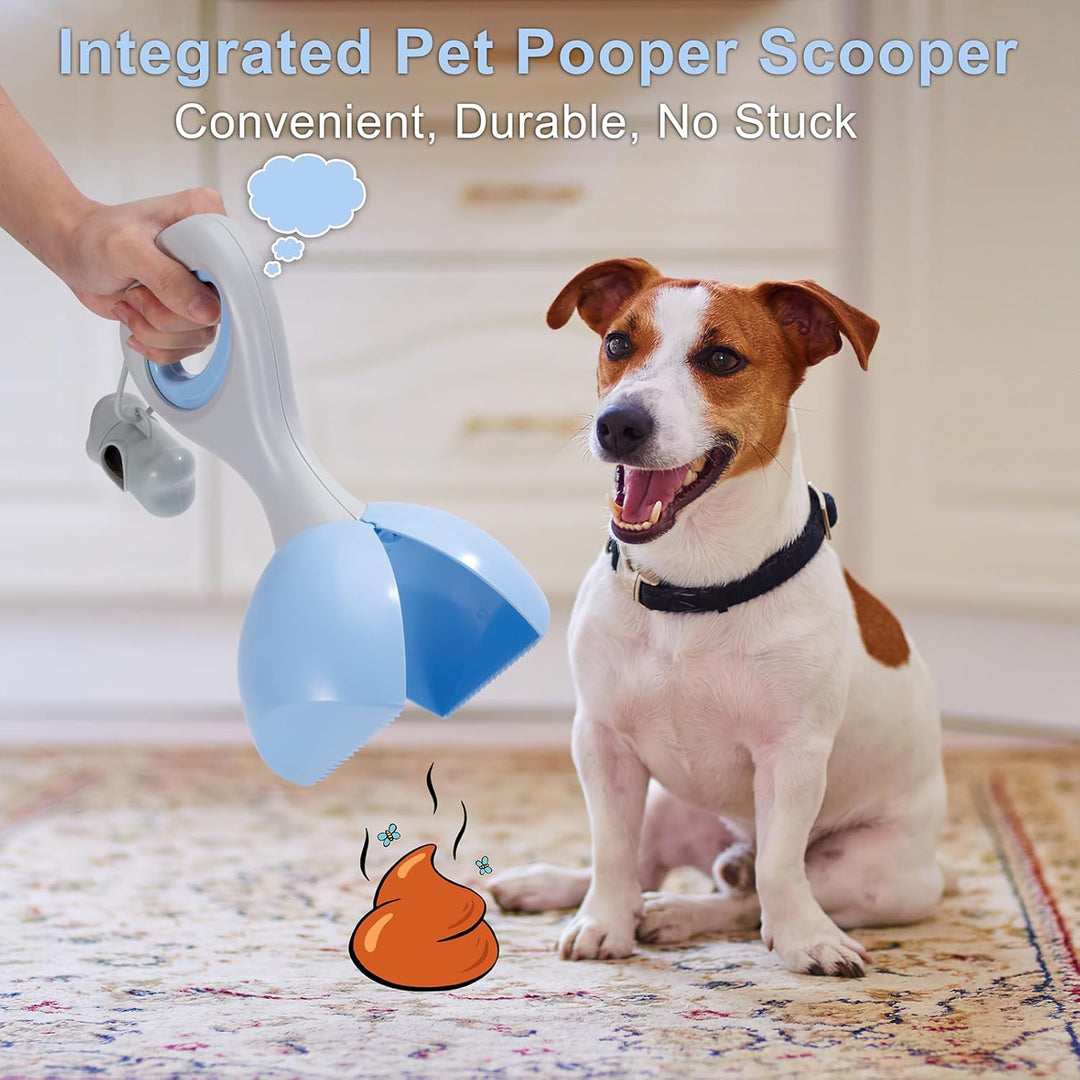 Hundekotschaufel Pooper Scooper Tragbarer Hundekotgreifer mit 5 Rollen Müllsäcke Abfallschaufel Kots