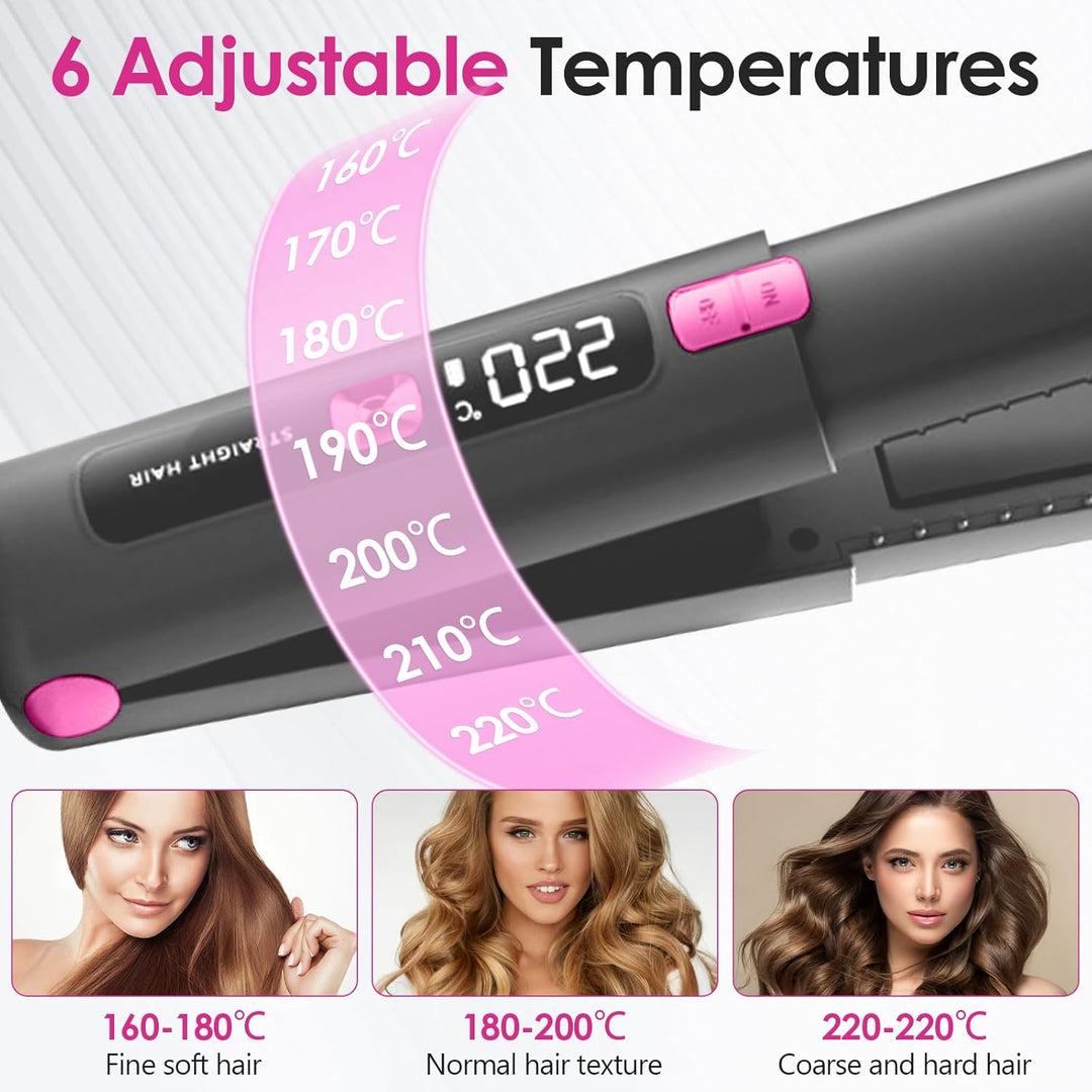 Mini Glätteisen 2 IN 1 Locken & Glätten für Alle Haartypen, Mini Haarglätter für Kurzes Haar, 6 Temp