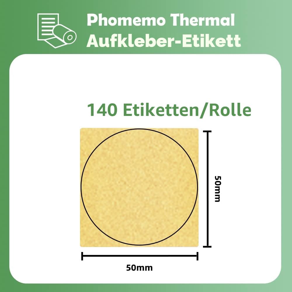 Phomemo M110 M120 M200 M220 M221 Etiketten-50mm*50mm Runde thermische Etiketten, Kreis-Etiketten, Go