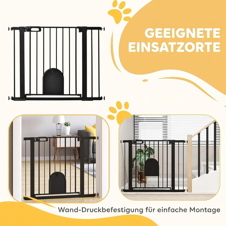 PawHut Türschutzgitter Klemmbefestigung für Hunde 75-103 x 76 cm Schwarz Schwarz 75-103cm, Schwarz 7