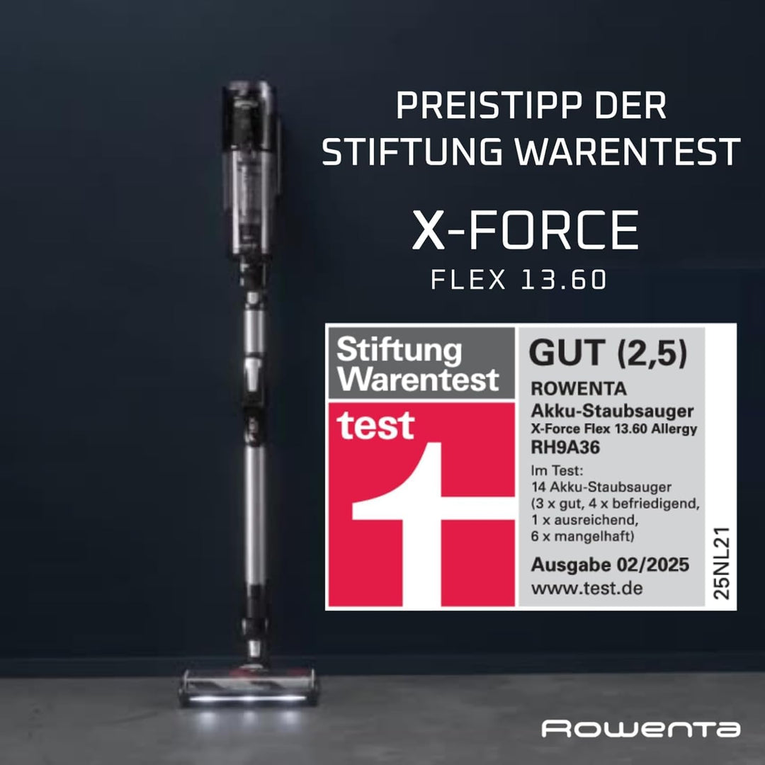 Rowenta X-Force Flex 13.60, kabelloser Akku-Staubsauger, Allergiker-Modell, tiefe Reinigungskraft, F