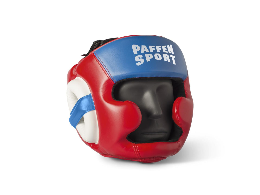 Paffen Sport «Kids» Kopfschutz für das Training im Boxen, Kickboxen, Muay Thai Rot/Blau/Weiss, Rot/B